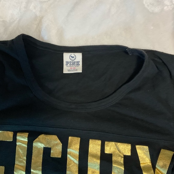 Vintage PINK Victoria Secret Black and Gold 'Eighty Six' Top and Pants S… - Picture 3 of 13